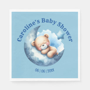 Niedlicher Blauer Bär Crescent Moon Babydusche Serviette