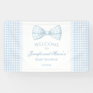 Niedlicher blauer Bogen Krawatte Babydusche Begrüß Banner