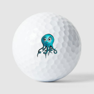 Niedlicher blauer Cartoon-Oktopus - Lächelndes Mee Golfball