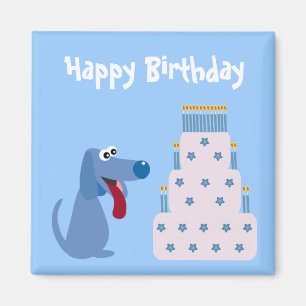 Niedlicher blauer Cartoonhunde- u. Magnet