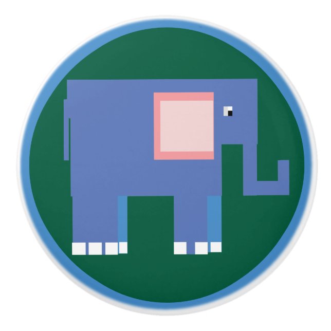 Niedlicher Blauer Elefant Keramikknauf (Vorderseite)