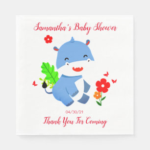 Niedlicher blauer Elefant mit Kinderdusche mit rot Serviette