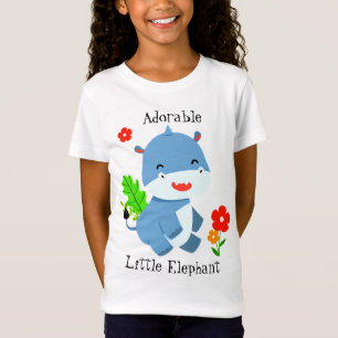 Niedlicher blauer Elefant mit roten Blume T-Shirt