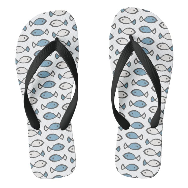 Niedlicher Blauer Fisch Flip Flops (Fußbett)