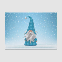 Niedlicher Blauer Genom im Schnee Seidenpapier