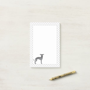 Niedlicher, blauer Grauhund mit Pfoten Post-it Klebezettel