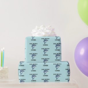 Niedlicher blauer Hai personalisiert Geschenkpapier