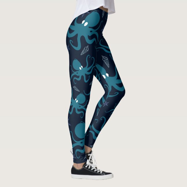Niedlicher Blauer Kraken Leggings (Rechts)