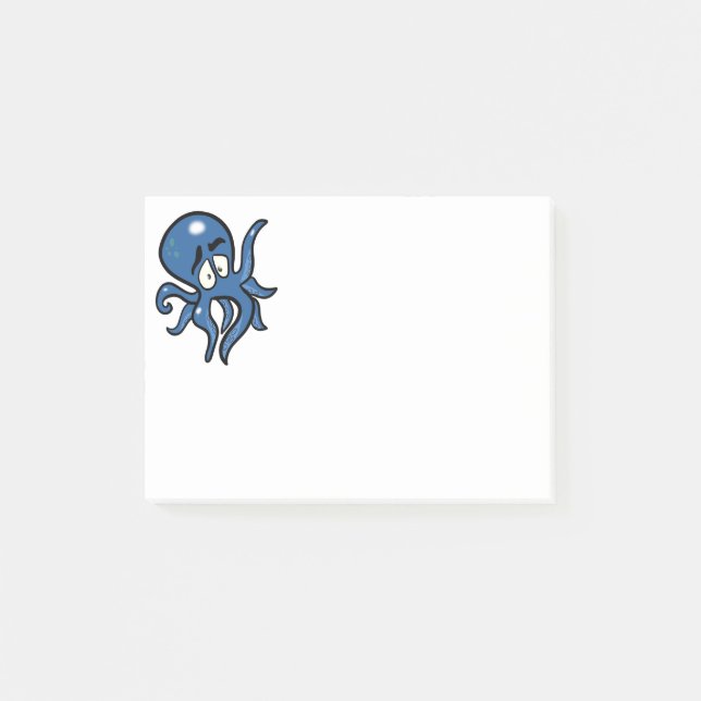 Niedlicher Blauer Kraken Post-it Klebezettel (Vorderseite)