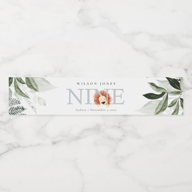 Niedlicher blauer Löwenfaden 9. Geburtstag (Einzelnes Label)