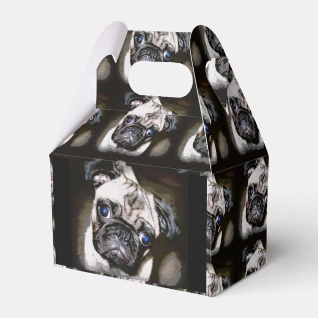 niedlicher blauer mit Augen Mops schwarz Geschenkschachtel (Vorderseite)