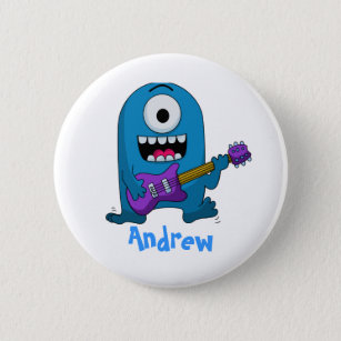 Niedlicher blauer Monster-Gitarrist Button