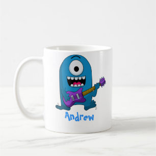 Niedlicher blauer Monster-Gitarrist Kaffeetasse