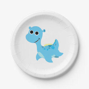 Niedlicher blauer Nessie Pappteller