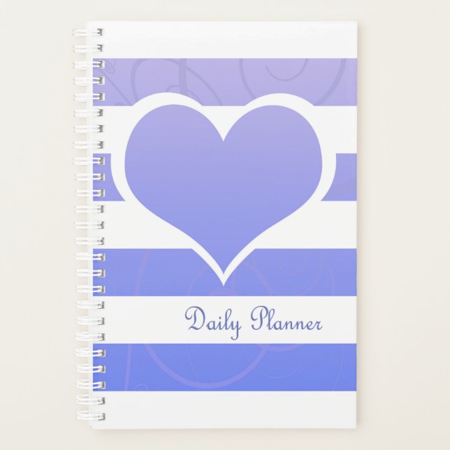 Niedlicher blauer Pastell-Heart Streifen Plane Planer (Vorderseite)