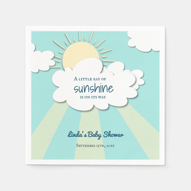 Niedlicher Blauer Ray der Baby-Dusche von Sunshine Serviette (Vorderseite)