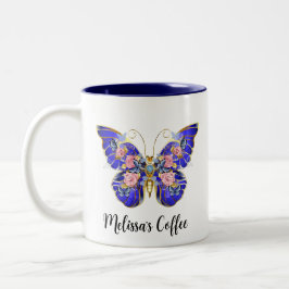 Niedlicher Blauer Rosa Goldbarmherzigkeit Zweifarbige Tasse