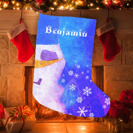 Niedlicher Blauer Schneemann mit Schneeflocken Kin Kleiner Weihnachtsstrumpf