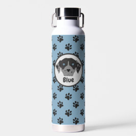 Niedlicher, blauer, schwarzer Pfostendruck aus Ede Trinkflasche