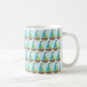 Niedlicher blauer Segelboot-Entwurf für Jungen Kaffeetasse