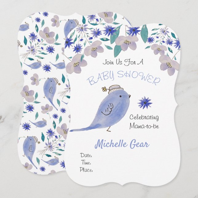 Niedlicher Blauer Sparrow mit Blume-Hut (Vorne/Hinten)