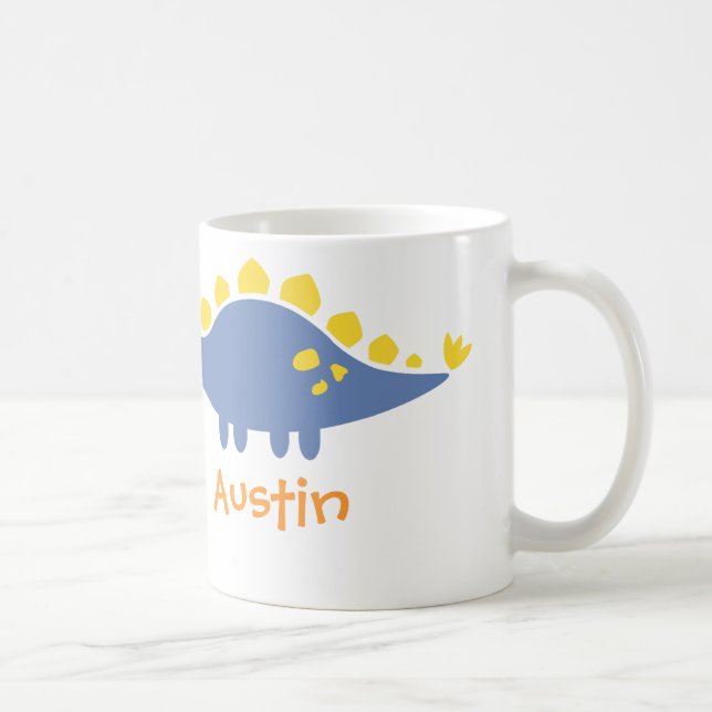 Niedlicher blauer Stegosaurus-Dinosaurier für Kaffeetasse (Rechts)