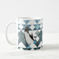 Niedlicher blauer Stiefelvogel auf geometrischem M
