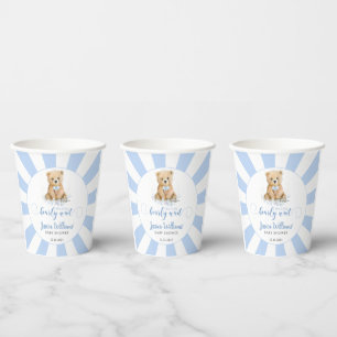 Niedlicher blauer Teddy Bär Baby Boy Duschpapier B Pappbecher