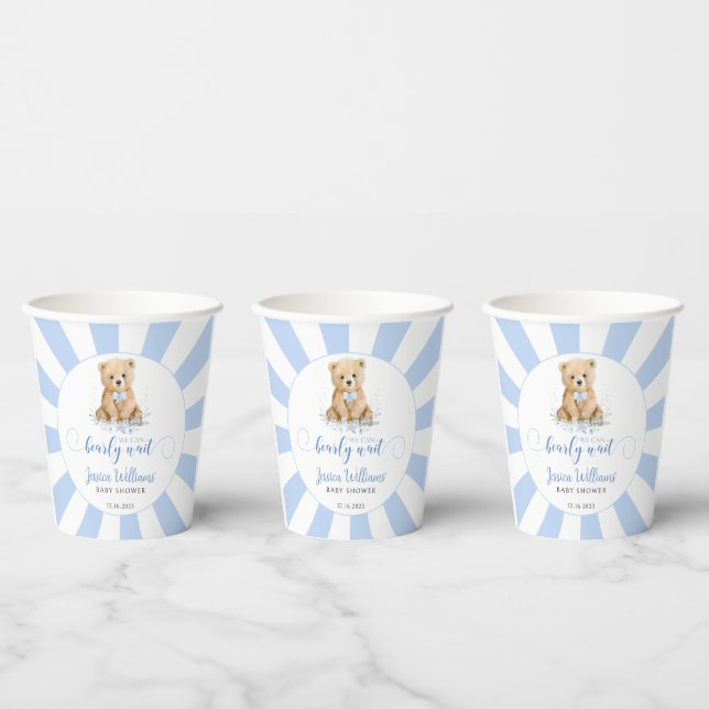 Niedlicher blauer Teddy Bär Baby Boy Duschpapier B Pappbecher (Multi)