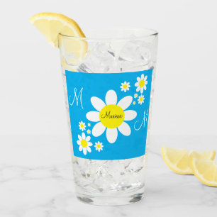 Niedlicher blauer und weißer Individuelle Name Glas