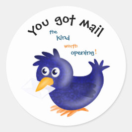 Niedlicher Blauer Vogel, du Got Mail Runder Aufkleber