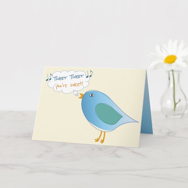 Niedlicher Blauer Vogel Singing You're Sweet Karte (Kleine Pflanze)