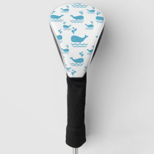 Niedlicher blauer Wal nahtloses Ozeanmuster (1) Golf Headcover