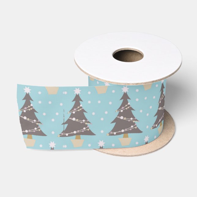 Niedlicher Blauer Weihnachtsbaum Snow Holiday Satinband (Spule)
