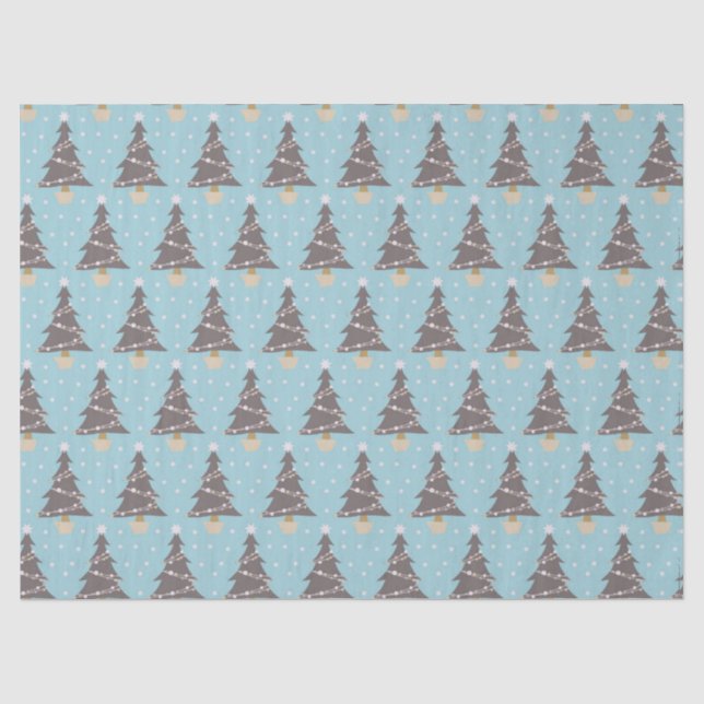 Niedlicher Blauer Weihnachtsbaum Snow Holiday Seidenpapier (Vorderseite)
