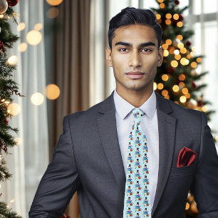 Niedlicher blauer Winter-Schneemann-Weihnachtsster Krawatte