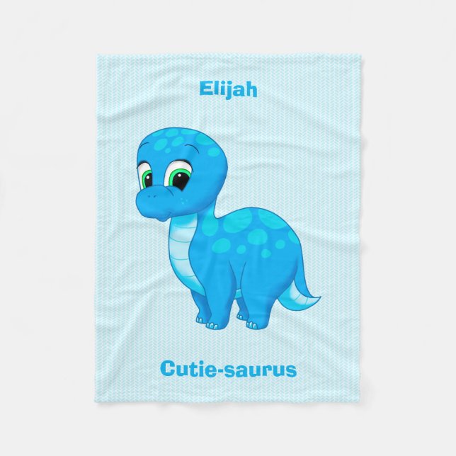 Niedlicher blaues Baby-Dinosaurier Fleecedecke (Vorderseite)