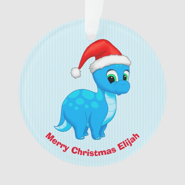 Niedlicher blaues Baby-Dinosaurier mit Ornament (Vorderseite)