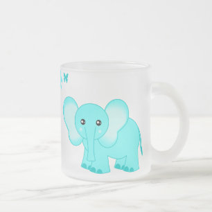 Niedlicher blaues Baby-Elefant u. Mattglastasse