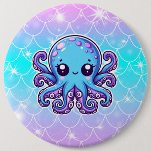 Niedlicher Blauoktopus Button