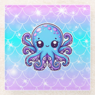 Niedlicher Blauoktopus Glasuntersetzer