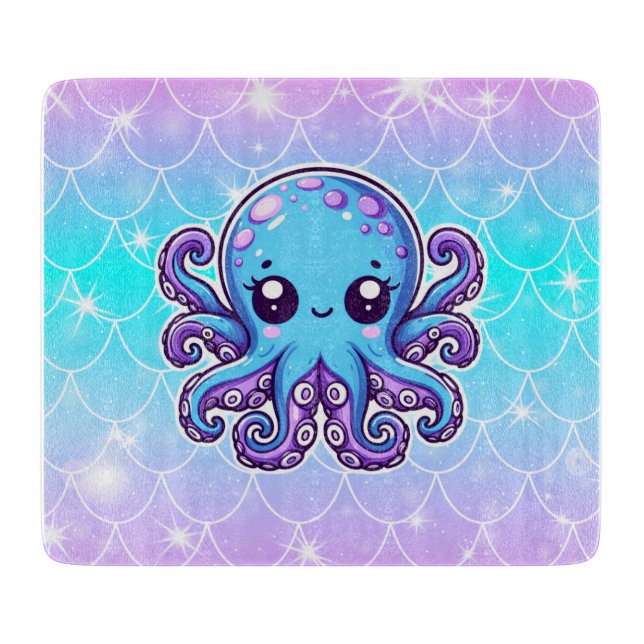 Niedlicher Blauoktopus Schneidebrett (Vorderseite)