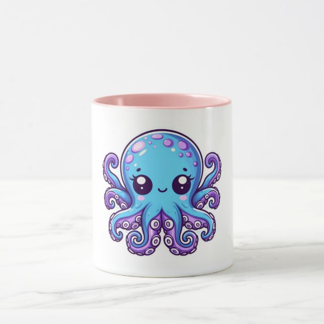 Niedlicher Blauoktopus Tasse (Zentrum)