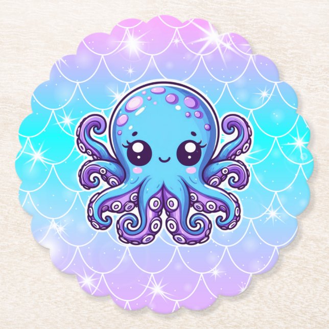 Niedlicher Blauoktopus Untersetzer (Vorderseite)