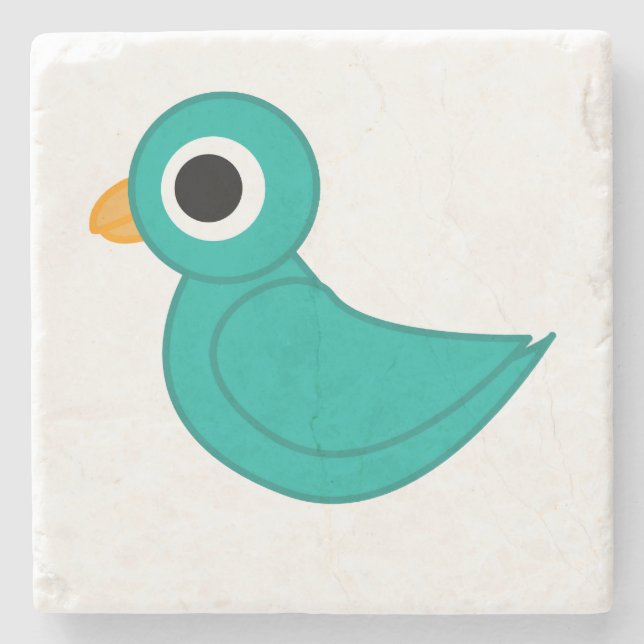Niedlicher Blauvogel Steinuntersetzer (Vorderseite)