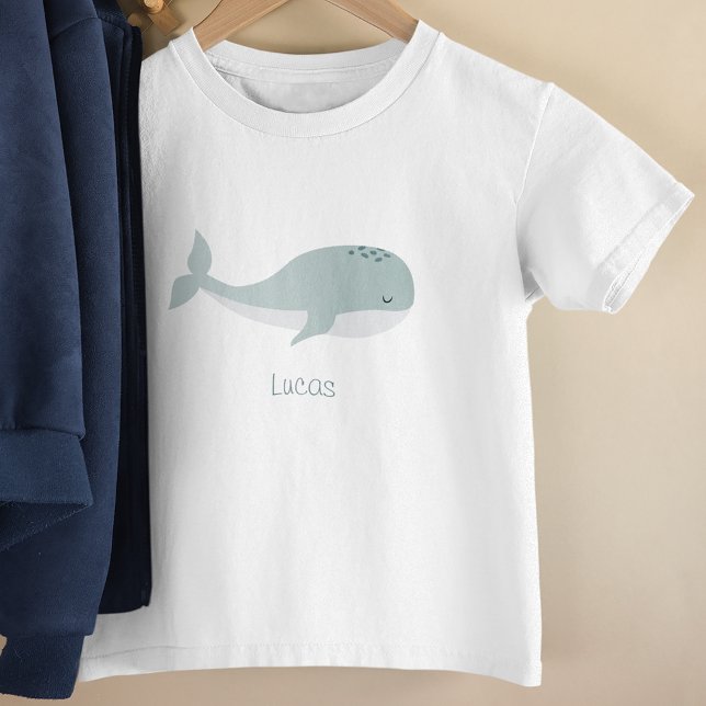 Niedlicher Blauwal mit Personalisiertem Namen Kleinkind T-shirt (Von Creator hochgeladen)