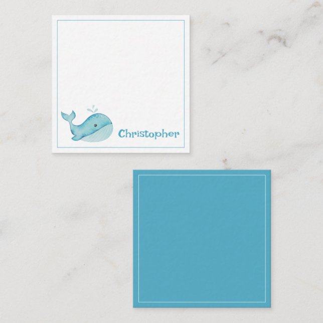 Niedlicher Blauwal Personalisiert Begleitkarte (Vorne/Hinten)