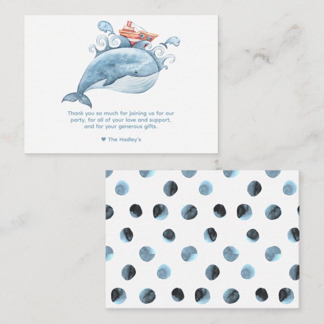 Niedlicher Blauwal Vielen Dank Note Card Mitteilungskarte (Vorne/Hinten)