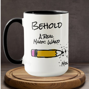 Niedlicher Bleistift-Zauberstab-Individuelle Name- Tasse