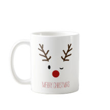 Niedlicher blinzelnder Rudolf-Ren-Weihnachtskaffee